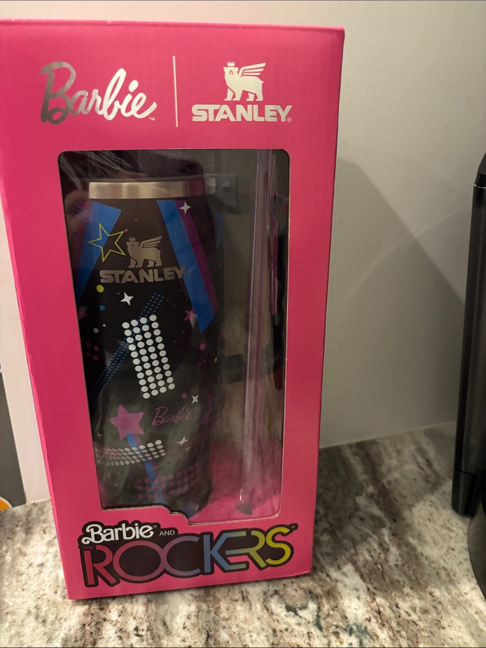 Stanley Barbie Rockers Tumbler - Black with Pink & Blue Accents - Picture 2 of 3